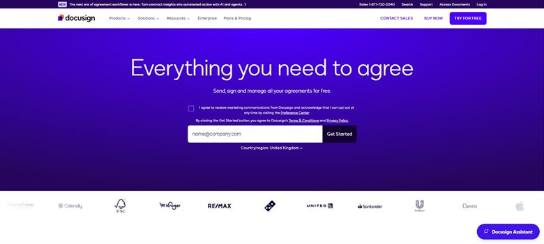 DocuSign homepage
